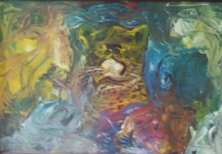 TINTA ÓLEO SOBRE TELA - 60X70 - FLORESTA EM CHAMAS